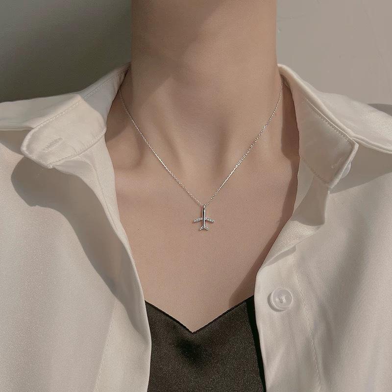 Beixi Silver Airplane Necklace: 2024 New Style S925 Sterling Silver Luxury Clavicle Chain for Women