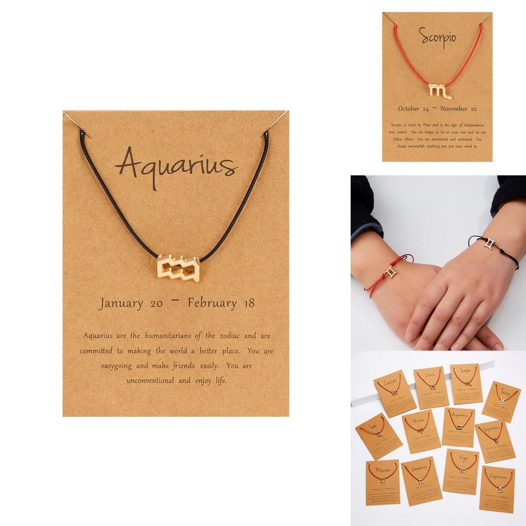 Elegant 12 Constellation Zodiac Sign Black Red Braided Rope Bracelet For Leo Virgo Jewelry