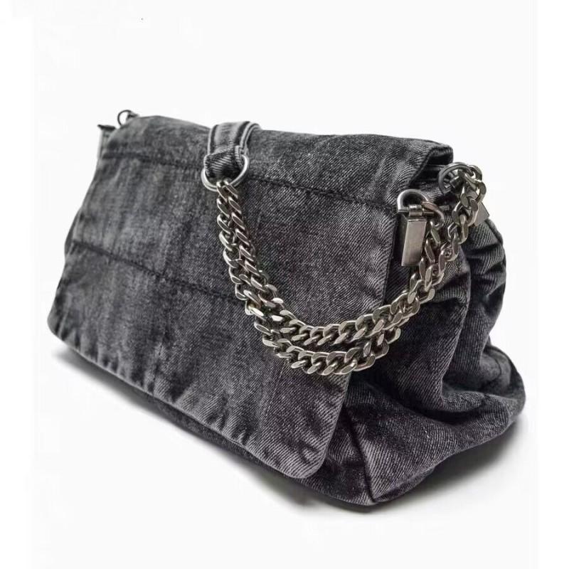 Vintage Shoulder Bag for Women Diamond Blue Denim Messenger Bags Large Capacity Work Study Street Bag