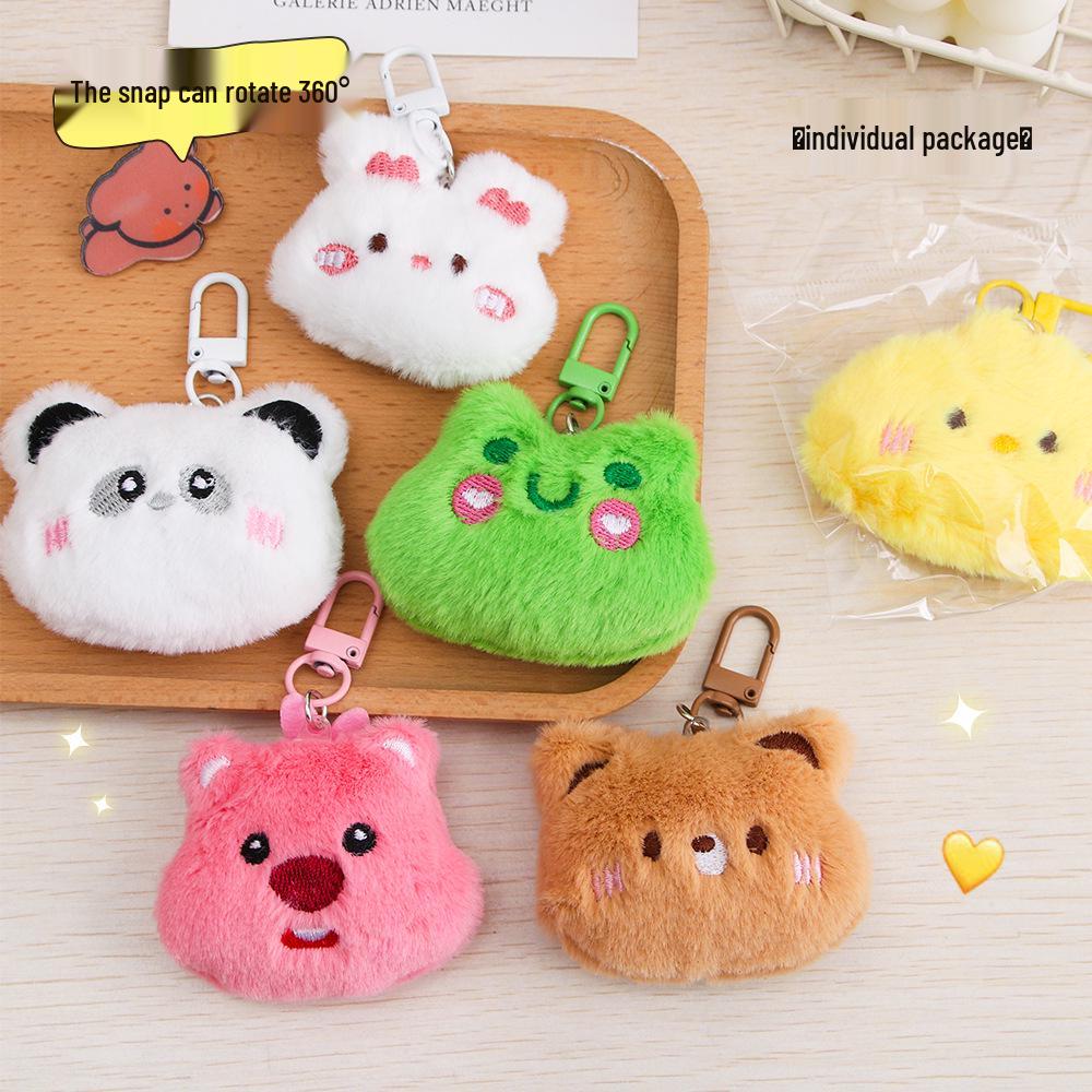 Charming Cartoon Heart Plush Keychain Pendant - Girly Bag Accessory and Gift