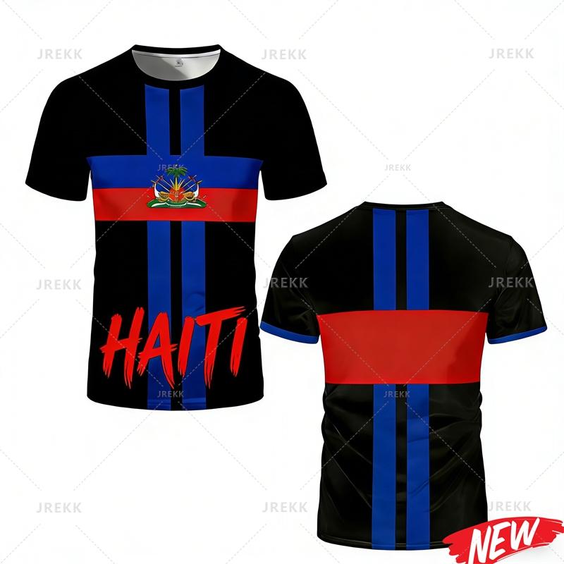 

Hot Sale Haiti Flag Pattern T Shirt Men s Clothing 3d Printed T-shirt Quick Dry Crew Neck Tee Shirts Outdoor Sports Short Sleeve 6XL