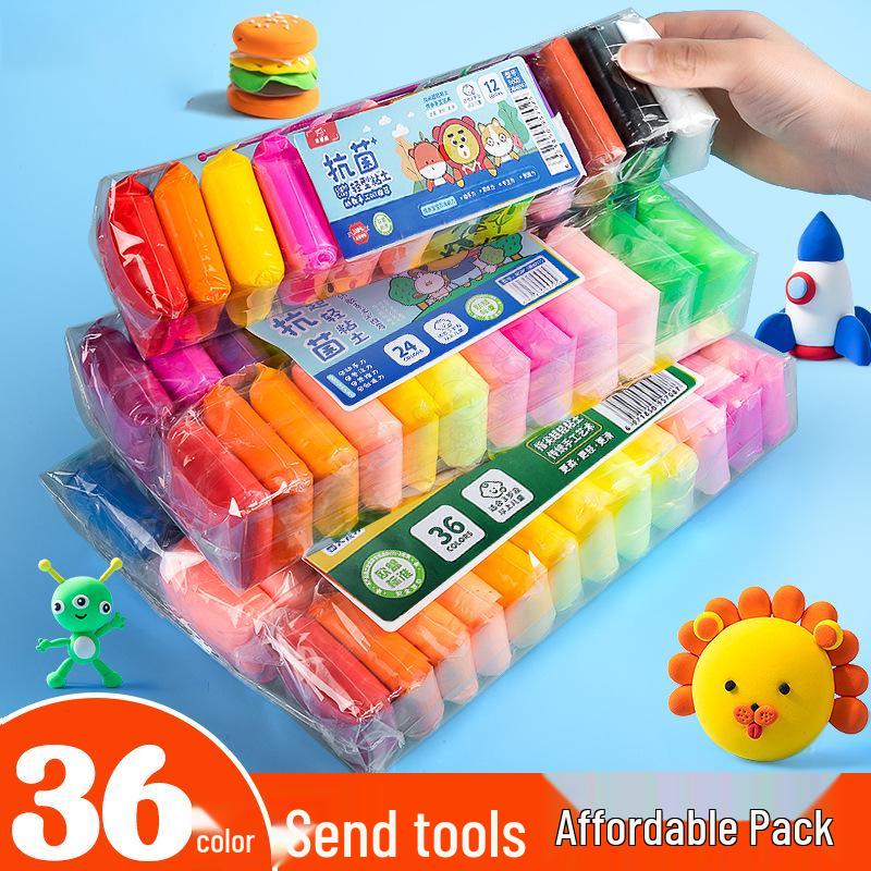 Набор детского пластилина: 24, 12 или 36 цветов для DIY-творчества 1 Pack Blue - 12 Colors (Includes Tools)