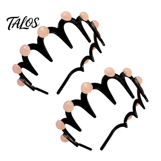 Shiny Hairpin 2Pcs Women Headband Faux Pearls Decor Anti-slip Teeth Hairband Hair Hoop Lightweight Elastic Accessory Daily Wear