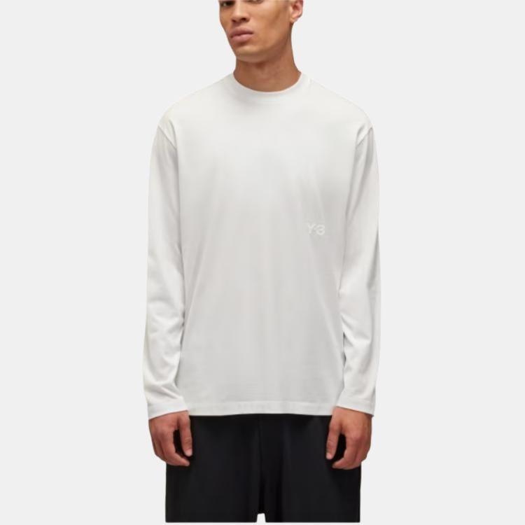 Y-3 Long Sleeve Crew Neck Loose Fit T-Shirt Unisex tops White JD9832