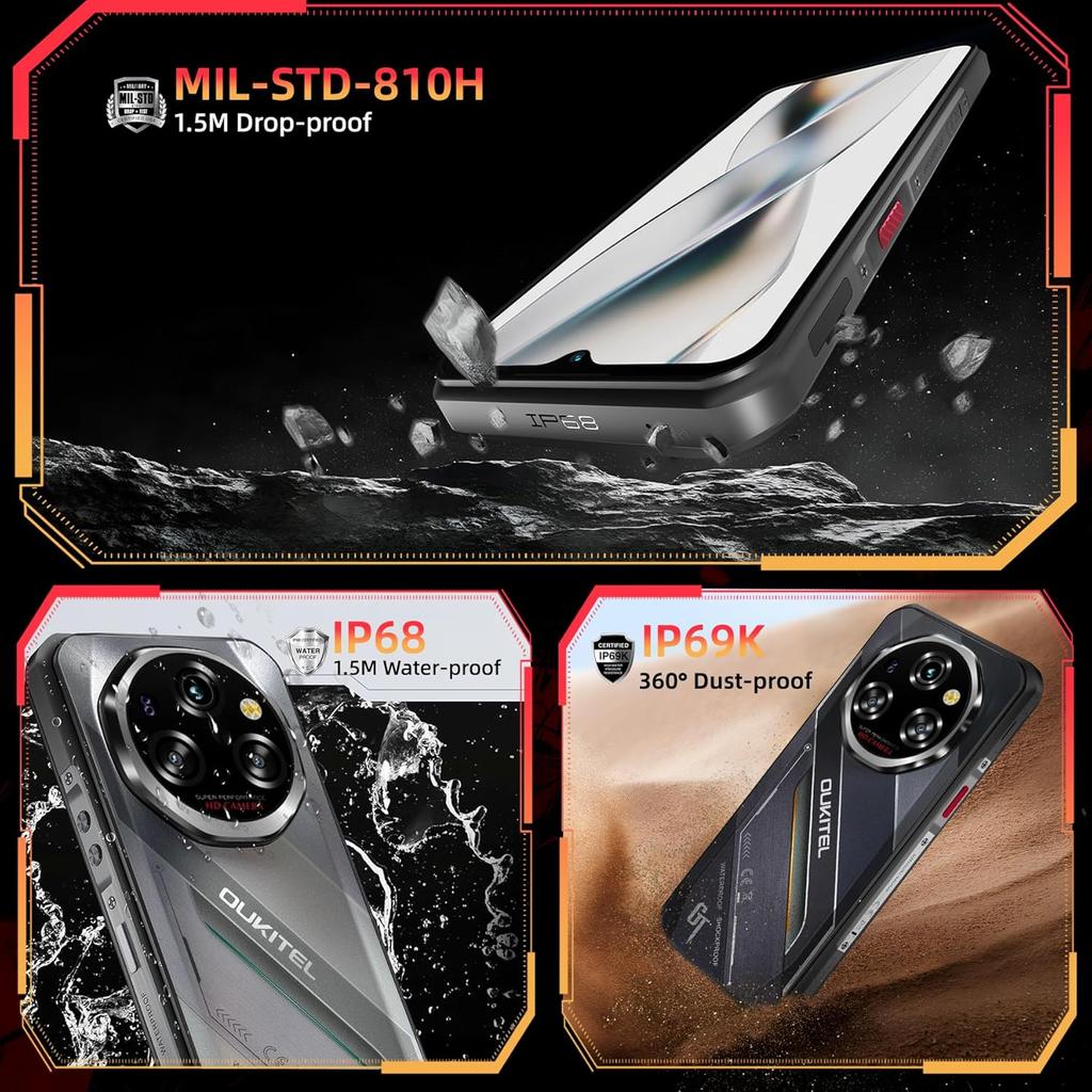 OUKITEL WP62 5G Cellhone 24GB+256GB 11000mAh 6.58" Display 108MP Android 15