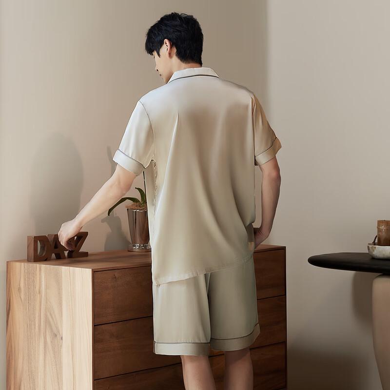 MaoRen Men's Cooling Satin Short Pajama Set