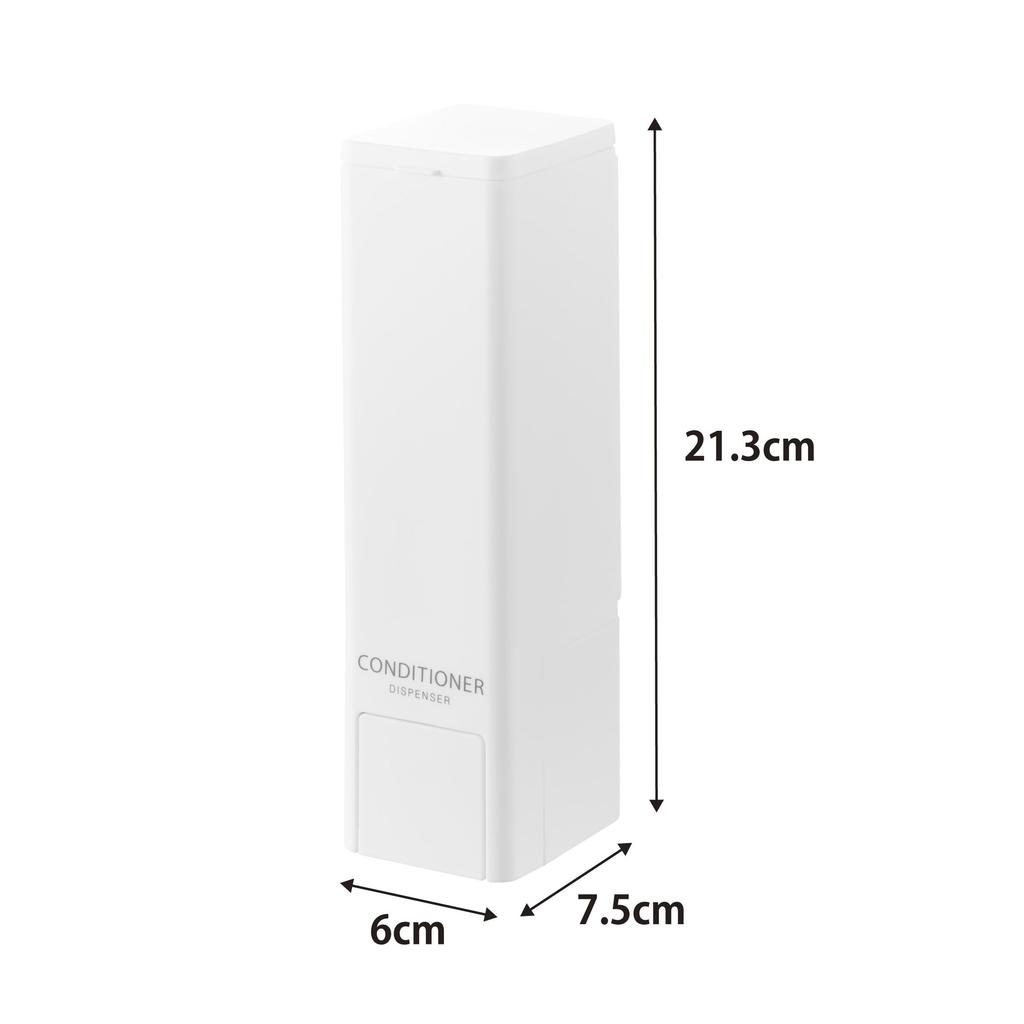 Yamazaki Magnetic Conditioner Dispenser W6 x x Tower Push Floating Refillable 10292 (Bottom-Up Dispenser) - White, D7.5 H21.3cm, Series, One-Hand