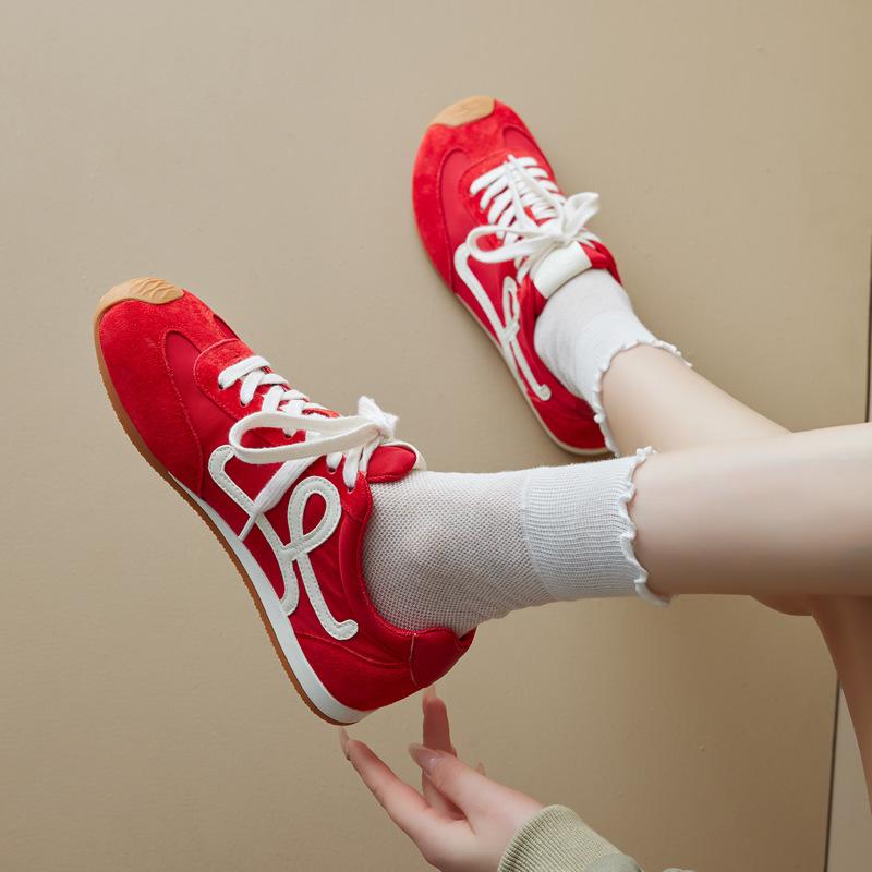 

Внутреннее увеличение! Красные женские новые универсальные шнурки с мандариновыми утками, повседневные ретро 36