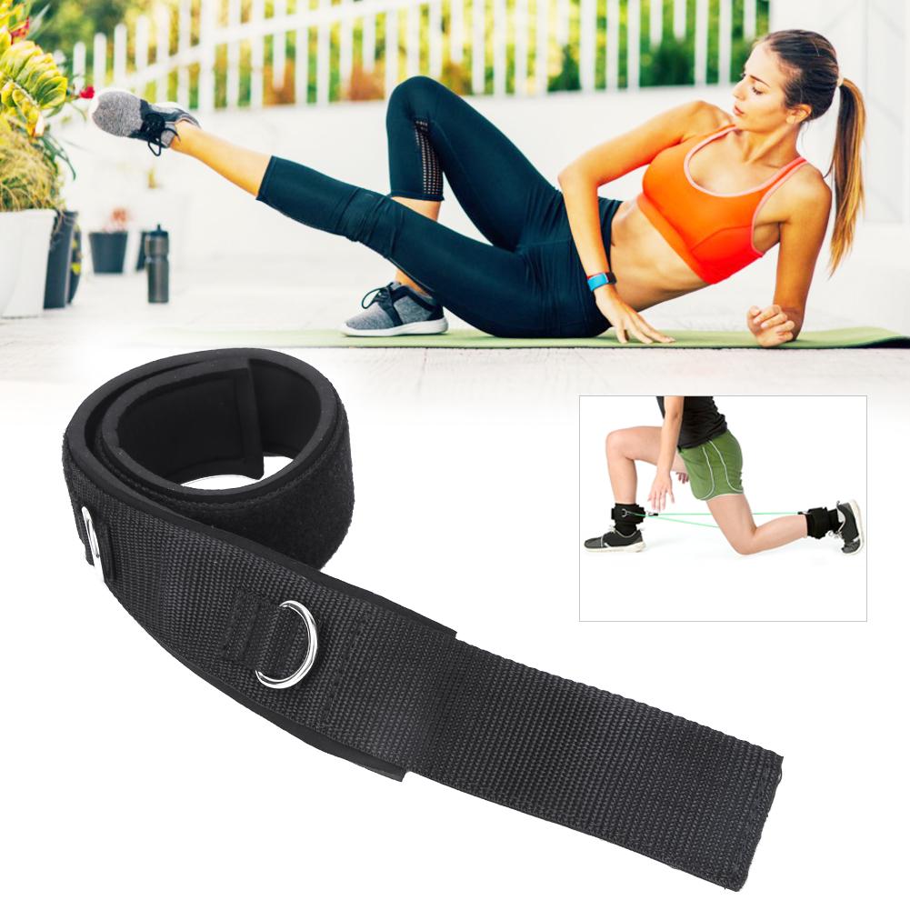 Cotton Black 2D Ring Elastic Rope Ankle Thigh Fitness Exercise Legs Cuff Adjustable Strength Training AccessoriesBlack