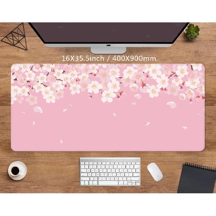 

Настольный коврик с вишневым цветом, японский пастельно-розовый цвет сакуры, цветочный игровой коврик для мыши, большой коврик для мыши XXL, милый домашний стол Kawaii