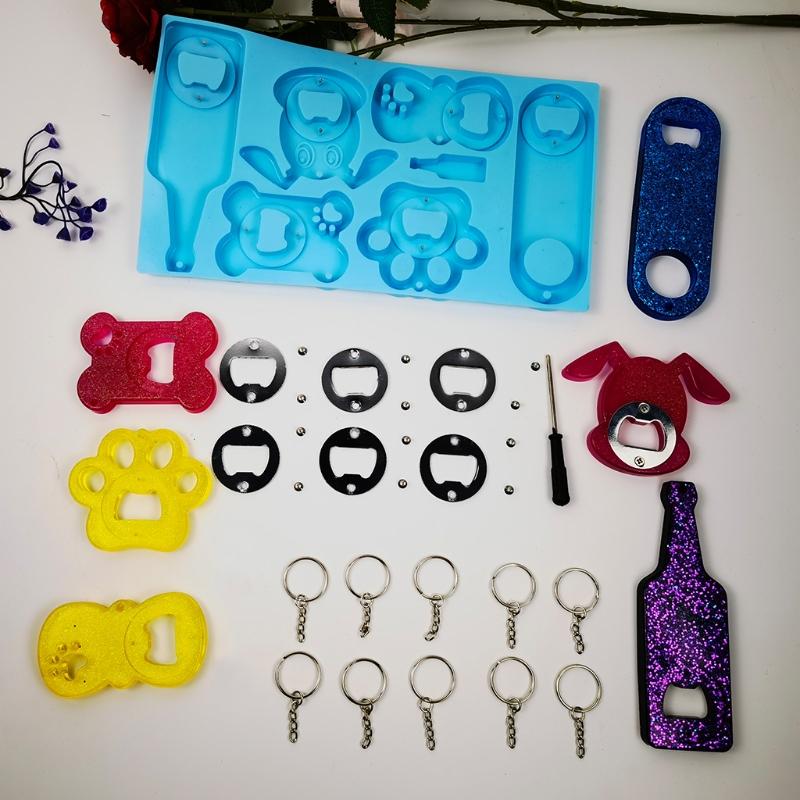 Corkscrew Silicone Mold Bottle Opener Beer Spanner Jewelry Casting Molds for DIY Crafts Making Bottle Opener Molds Kit
