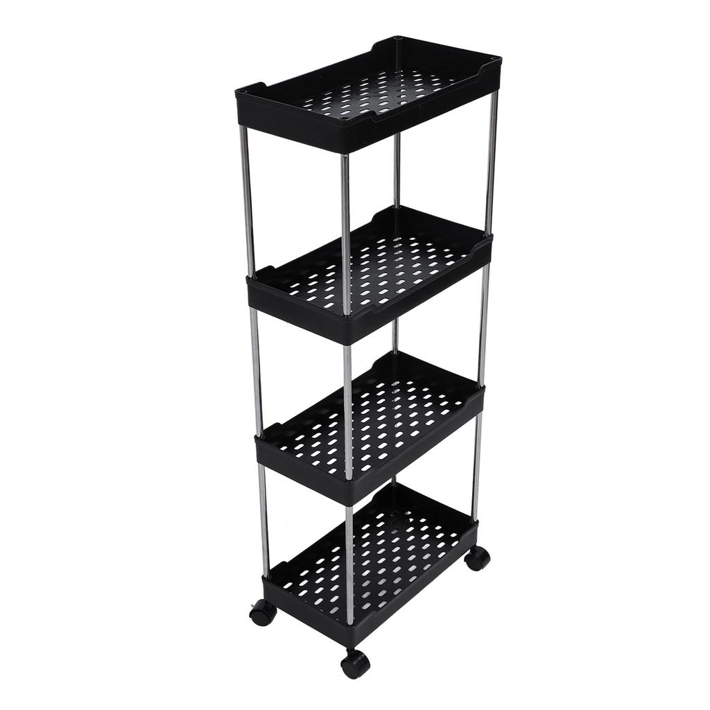Rollwagen Verbreitert PP Edelstahl 4 Etagen mit Rädern Aufbewahrungswagen für Badezimmer Toilette
