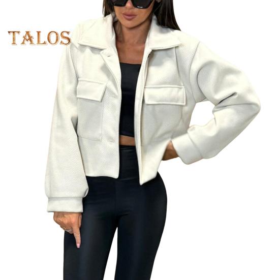 

Осень-зима Женская куртка с отложным воротником в английском стиле, нагрудными карманами, ветрозащитная верхняя одежда, однобортная, однотонная, с застежкой на пуговицы, для ежедневных поездок на работу M