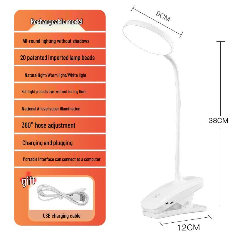 2023 LED Touch Desk Lamp: Foldable, USB Rechargeable, Clip-On Design for Children's Eye Protection