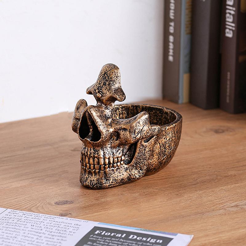 Creative Skull Glasses Stand Holder with Storage Tray for Desktop Eyeglass Frame Bracket Ornament Display