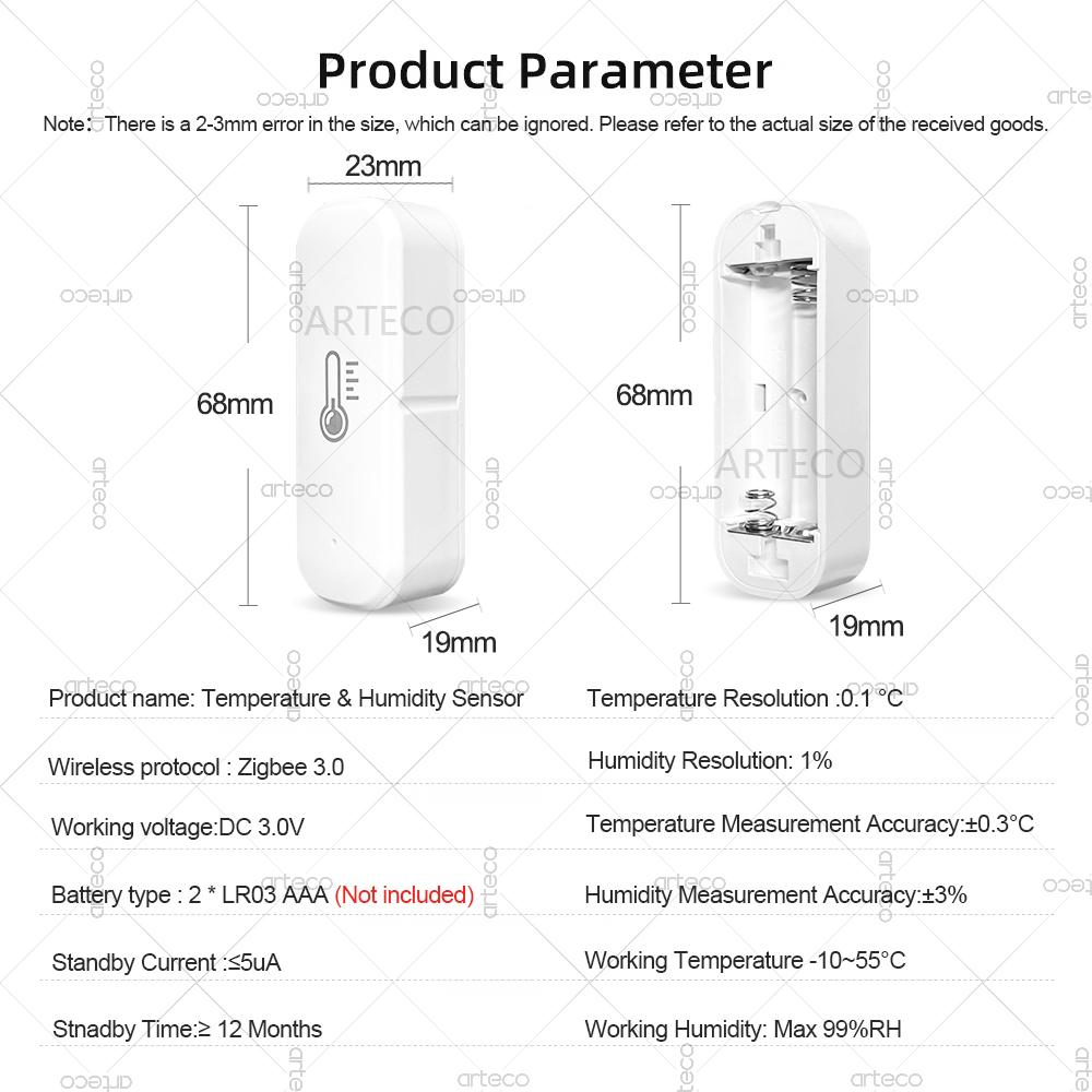 Zigbee 3.0 Temperature And Humidity Sensor Voice Control Intelligent Home Hygrometer Thermometer Real-time Monitoring For Alexa