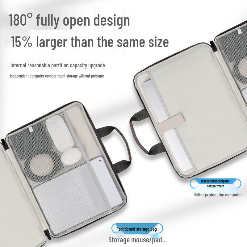 13"–16" Light Grey PU Sheepskin Laptop Bag: Delicate Touch, Splash-Proof, Shockproof.