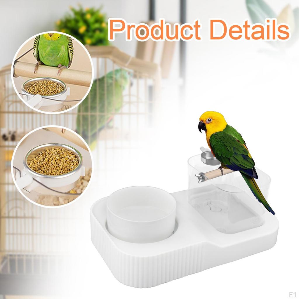 Bird Toilet Desktop Inside Cage Stylish Versatile Creative with Ceramic Bath Bowl Feeder Cup