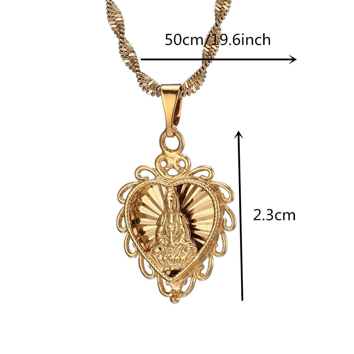 Buddhist Guanyin Pendant Necklace Golden Chinese Style Ornament Buddha Amulet Hinduism