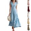 Elegant And Minimalist Cotton And Linen Sleeveless Dress For Women