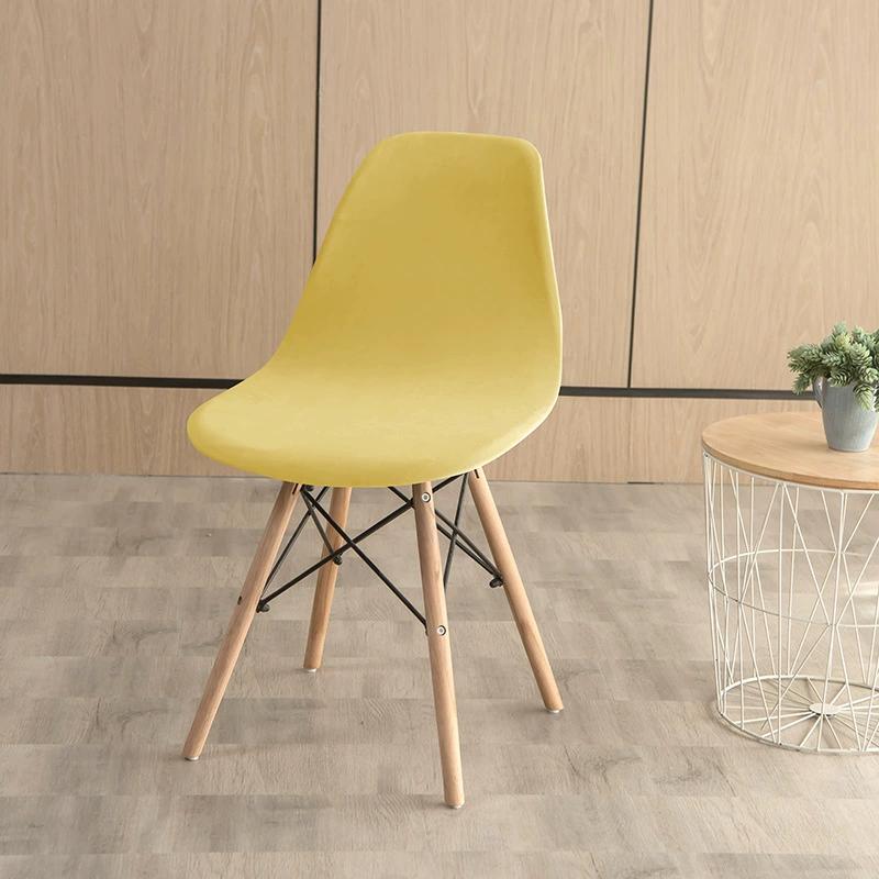 Velvet Shell Chair Cover Solid Color Stretch Armless Chair Covers Elastic Dining Seat Cover Home Hotel Party Banquet Wedding