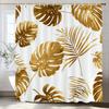 Tropical Banana Golden Leaf Shower Curtain, Bathroom Decorative Shower Curtain,  Printed Fabric Home Curtain with Hooks