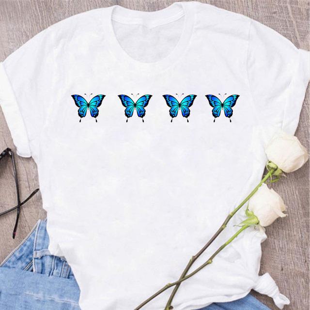 New Butterfly Print T Shirt Women T Shirt Summer Fashion Female Tops Ladies Short Sleeve Graphic Tee Shirts Woman Cute T-Shirts