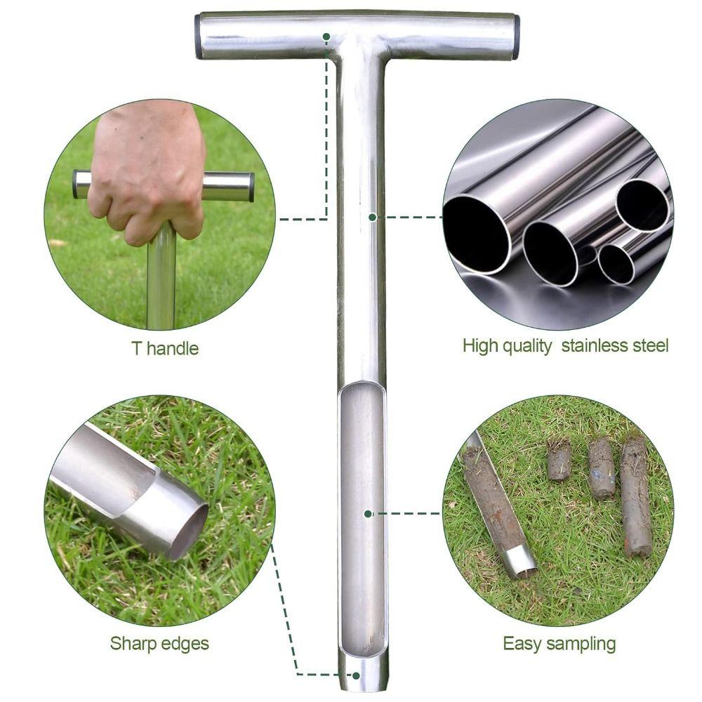 Edelstahl Bodenprobe T-Griff BodenTest-Kit Professionelles Eindrückwerkzeug Gartenarbeit
