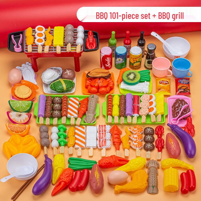 Kids' Pretend Play BBQ Set: Grilled Meat & Skewers Kitchen Toy