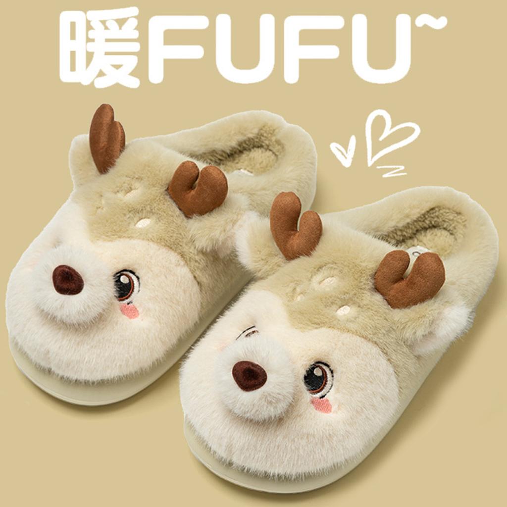Ear Dog Cotton Slippers 2025 New Indoor Home Cute Warm Non-slip Plush Cotton Mop