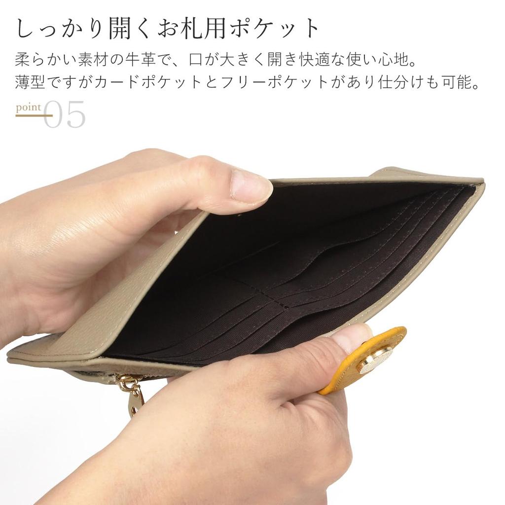 Blanc Pomme Women's Long Wallet, Genuine Leather, Lightweight, Slim, Stylish, Green, bp-1081