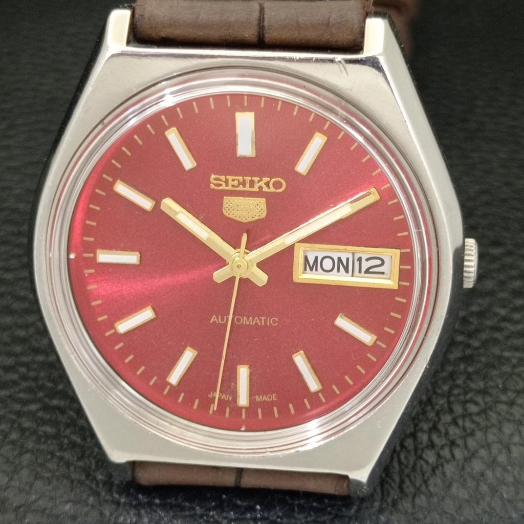 AUTOMATIC VINTAGE SEIKO 5 JAPAN 6309A MENS RED COLOR DIAL WATCH a701203-5 R206a-a701203
