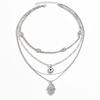Hot-selling retro exaggerated design devil's eye pendant necklace fashionable multi-layer diamond ins collarbone chain