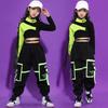 Hip-Hop-Tanzkleidung für Mädchen, kurzes Oberteil + halbe Ärmel + elastische Hose, 3-teiliges Sportbekleidungsset
