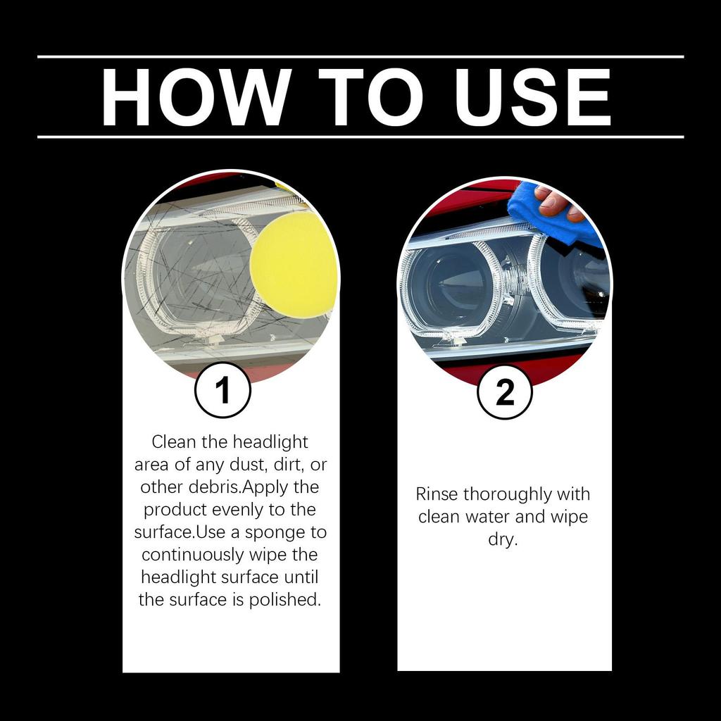 Homonth Car Headlight Maintenance Kit, Headlight Cleaning and Stain Removal, Headlight Scratch Renovation and Polishing Care Kit 100ml