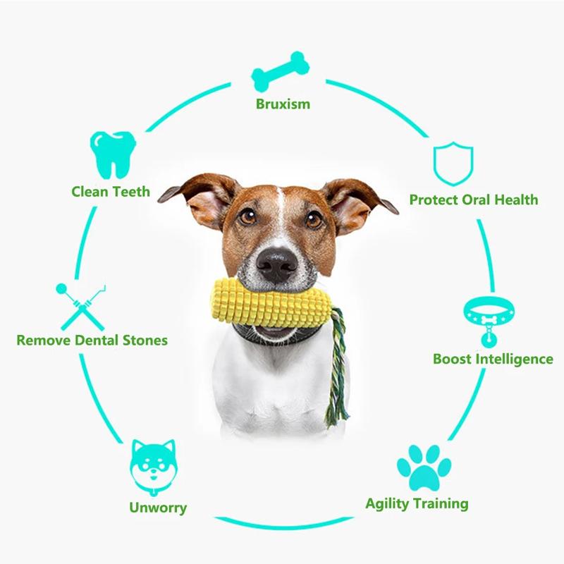 Dog Chew Toys, Puppy Toothbrush Clean Teeth Interactive Corn Toys, Dog Toys Aggressive Chewers Meduium Large Breed Vocal Teether