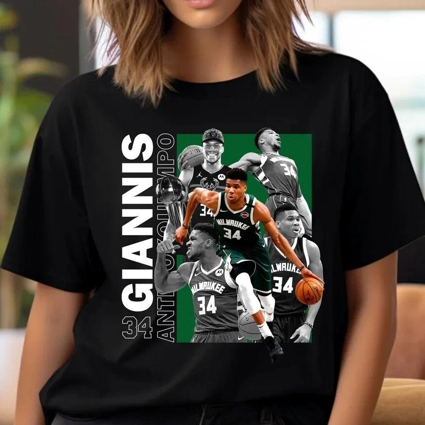 Men s and Women s T-shirts Giannis Antetokounmpo Streetwear Graphic Baskebtall T-Shirt Gift Fans XS