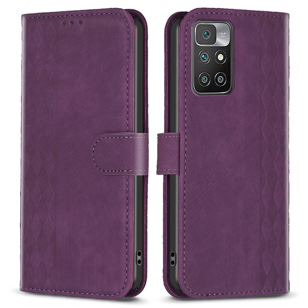 

Для Xiaomi Redmi Note 11 4G (MediaTek)/Redmi 10 4G (2021 рік)/Redmi 10 2022 4G/10 Prime Тиснення Сітка Гаманець Підставка Чохол для телефону Шкіряний Purple