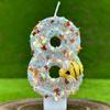 Little Bee Theme Birthday Number Candles Theme Birthday Candles for Cake Numeral Candle Cake Topper with Sequins for Birthday