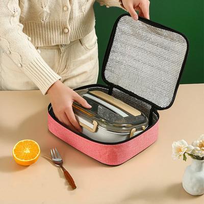 Insulated Lunch Box Oxford Cloth+aluminum Foil Cold Food Cooler Thermal Bag Handbag, Men Women Travel Portable Camping Picnic Ba