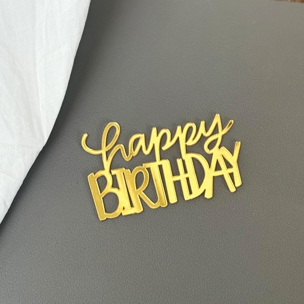 Happy Birthday Cake Toppers Decoration Gold Acrylic Birthday Cake Dessert Decoration Cake Topper Birthday Party Atmosphere Props