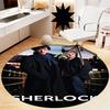 Sherlock Printed Round Rug Carpet Chair Rug Area Rug Entryway Doormats,for Office Chair Living Room Bedroom Kitchen Room.