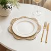 Japanischer Stil Tischdekoration Natürliche Maiskolbenhülle Platzset Hitzebeständig Rutschfeste Matte Matte Florales Design Langlebig Grasweberei Untersetzer Haushalt