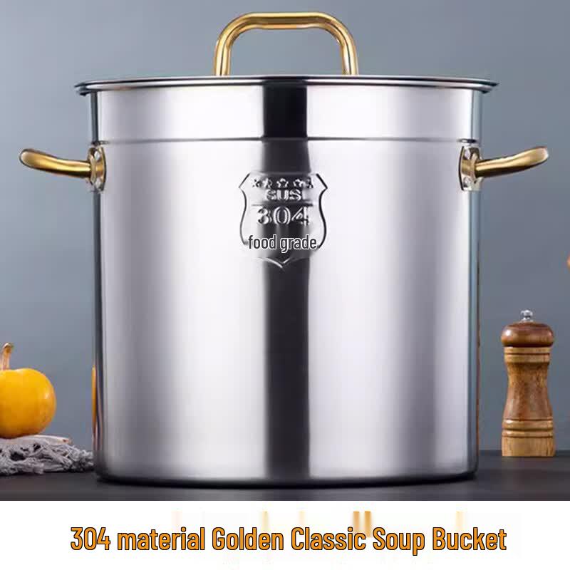 304 Stainless Steel Induction Stock Pot with Lid