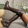 Fashion Chunky Platform Over The Knee Boots Women Solid Color Thick Heel Knight Boots Woman Autumn Winter Back Zip PU Leather Long Botas