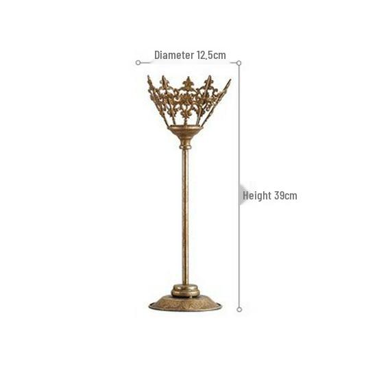 Vintage Iron Art Candlestick: European Retro Nostalgic Ornament for Dining Table or Living Room Decor.