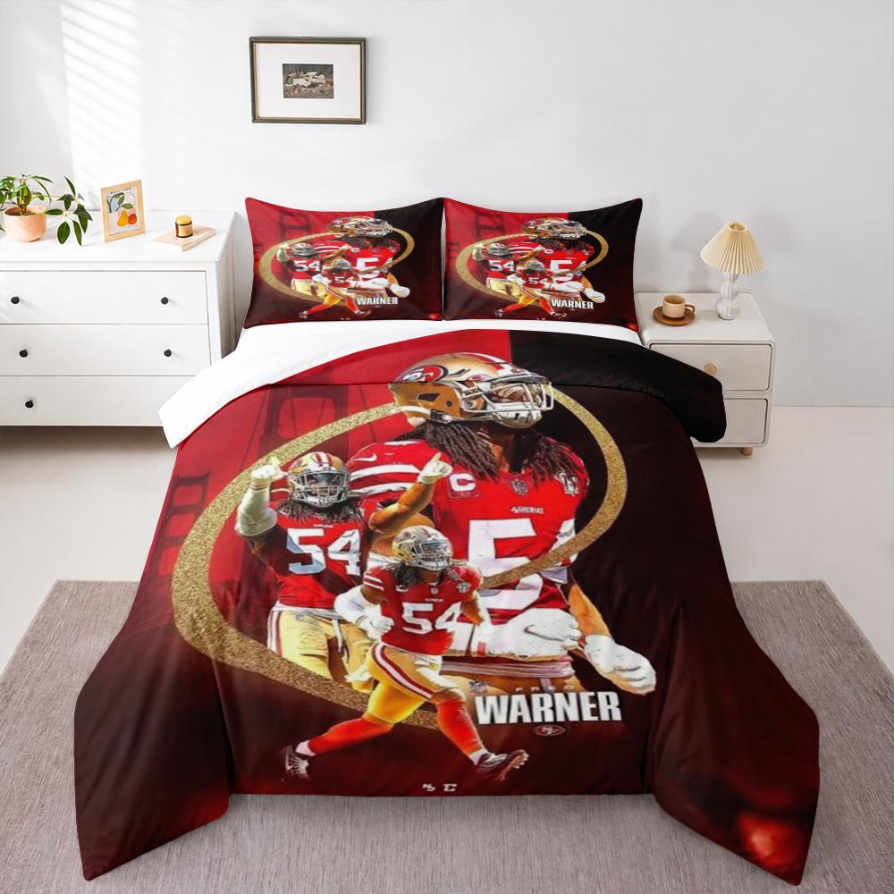 "Football Player Themed Red Sports Bedding setBedding set (1 duvet cover, 2 pillowcases, duvet not included)