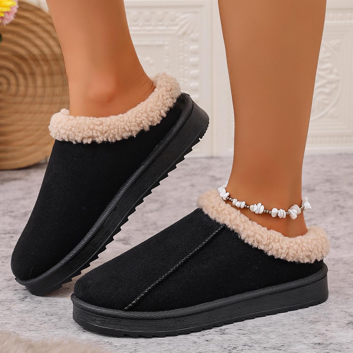 Winter Suede Thick Sole Warm Cotton-drag Fashionable New Round Head Sexy Comfortable Non-slip Casual Flat Slippers for Women 36 1913₽