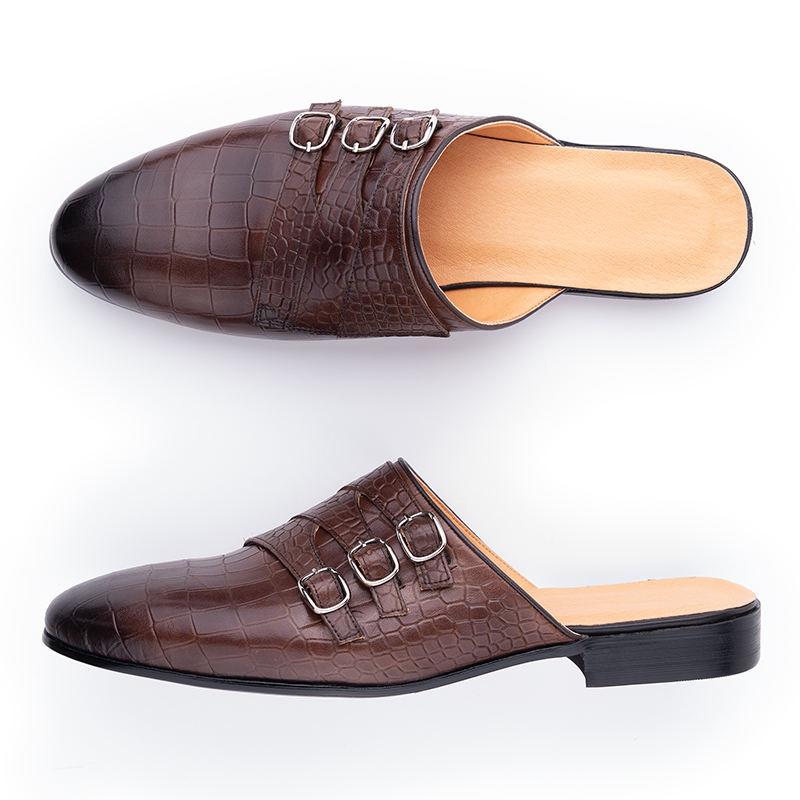 Fashion Trendy Men Slipper Summer Loafers Genuine Cowhide Leather No-Slip Breathable Comfortable Beach Designer Handmade Sandal Man Shoe