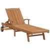 Teak Sun Lounger with Cushion Brown 195 X 59 X 78.5 Cm Solid Wood